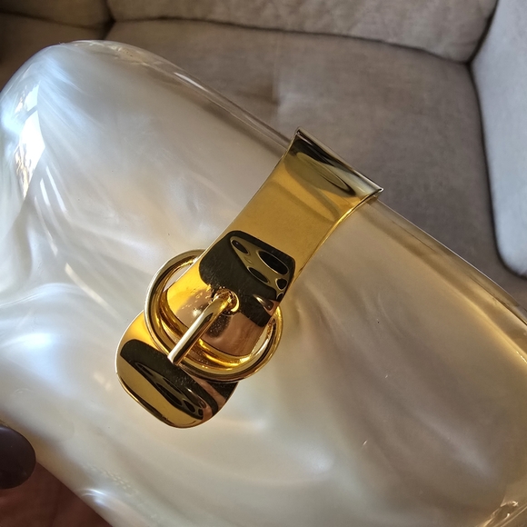 Lyrella Vintage Pearl White Women's Shoulder Bag / Clutch Rare Acrylic - Picture 8 of 16
